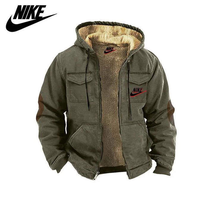 Men's jacket with hood, zipped